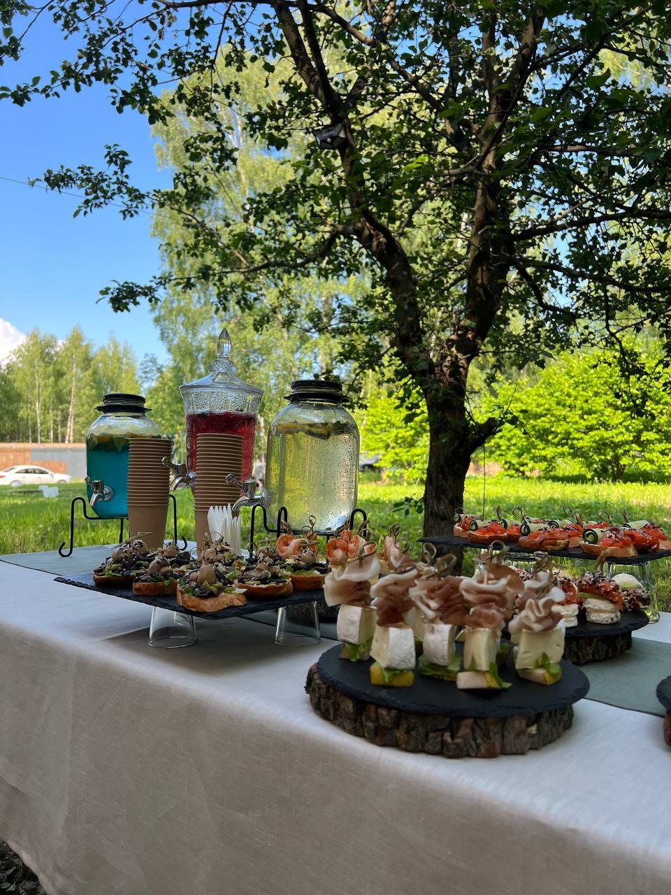 Фуршетные закуски и напитки на открытой площадке